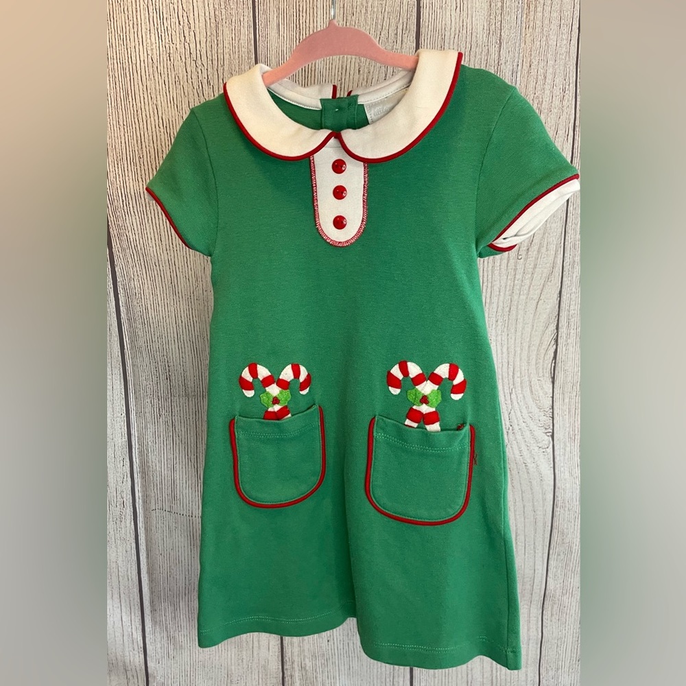 Green Candy Cane Dress - 2T